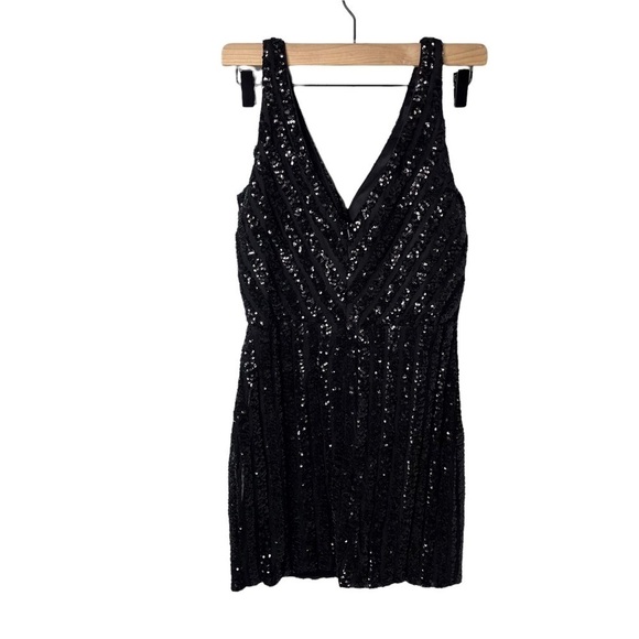 La Femme Short Sequin Party Cocktail Dress Black Size 8 Prom Homecoming Wedding - Picture 7 of 10